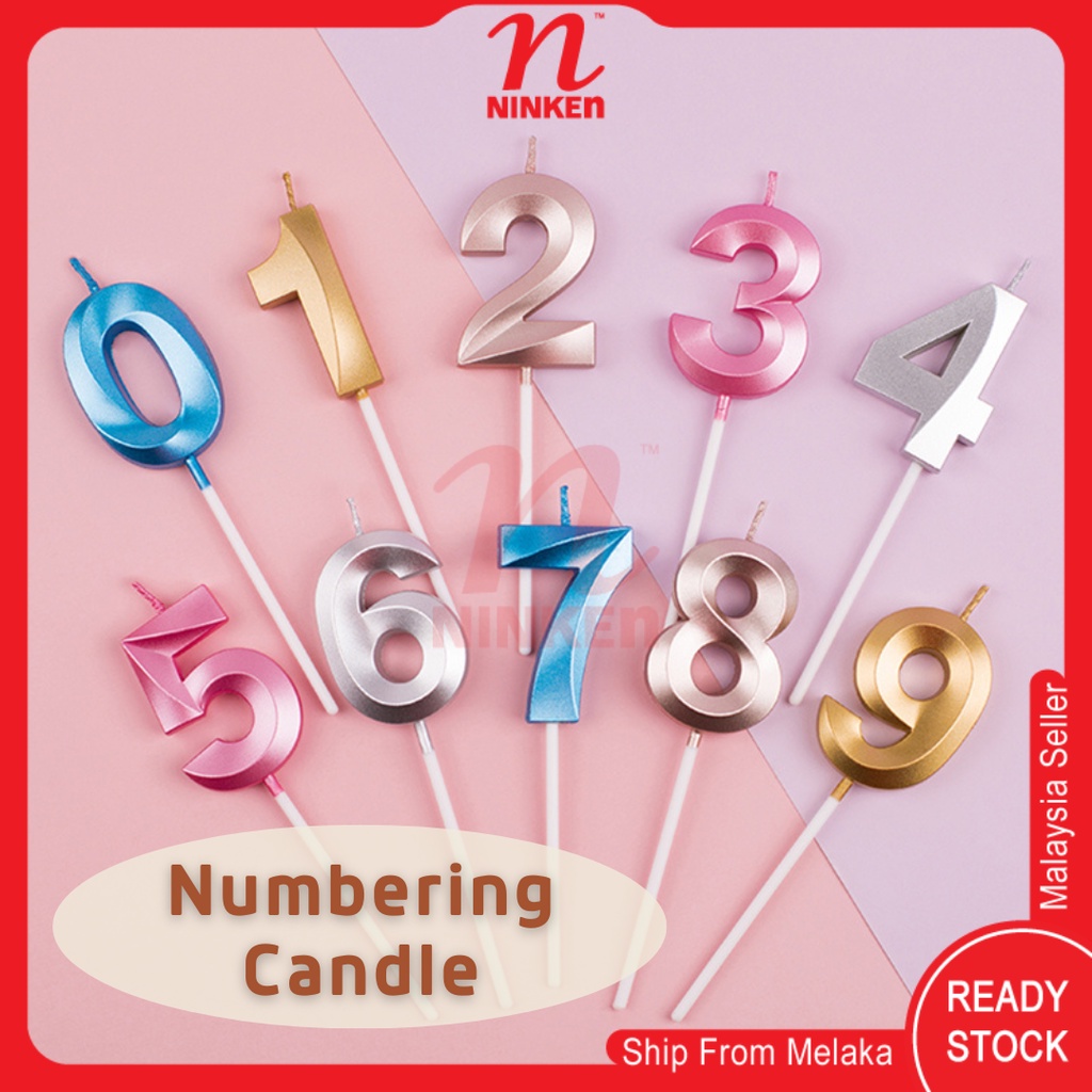 0-9 Number Birthday Candles Pink Blue 3D Design Cake Candle Topper Decoration Birthday Anniversary Party Baking Supplies