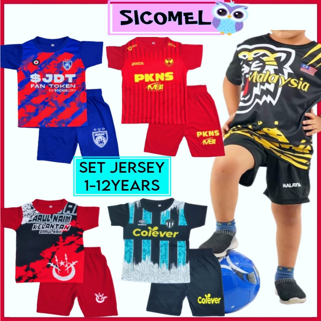 [1-12Years] Baju Jersey Budak Lelaki Playset Kelab Bola Sepak Malaysia Football Club JDT PKNS Boy Kids Clothes Kelantan