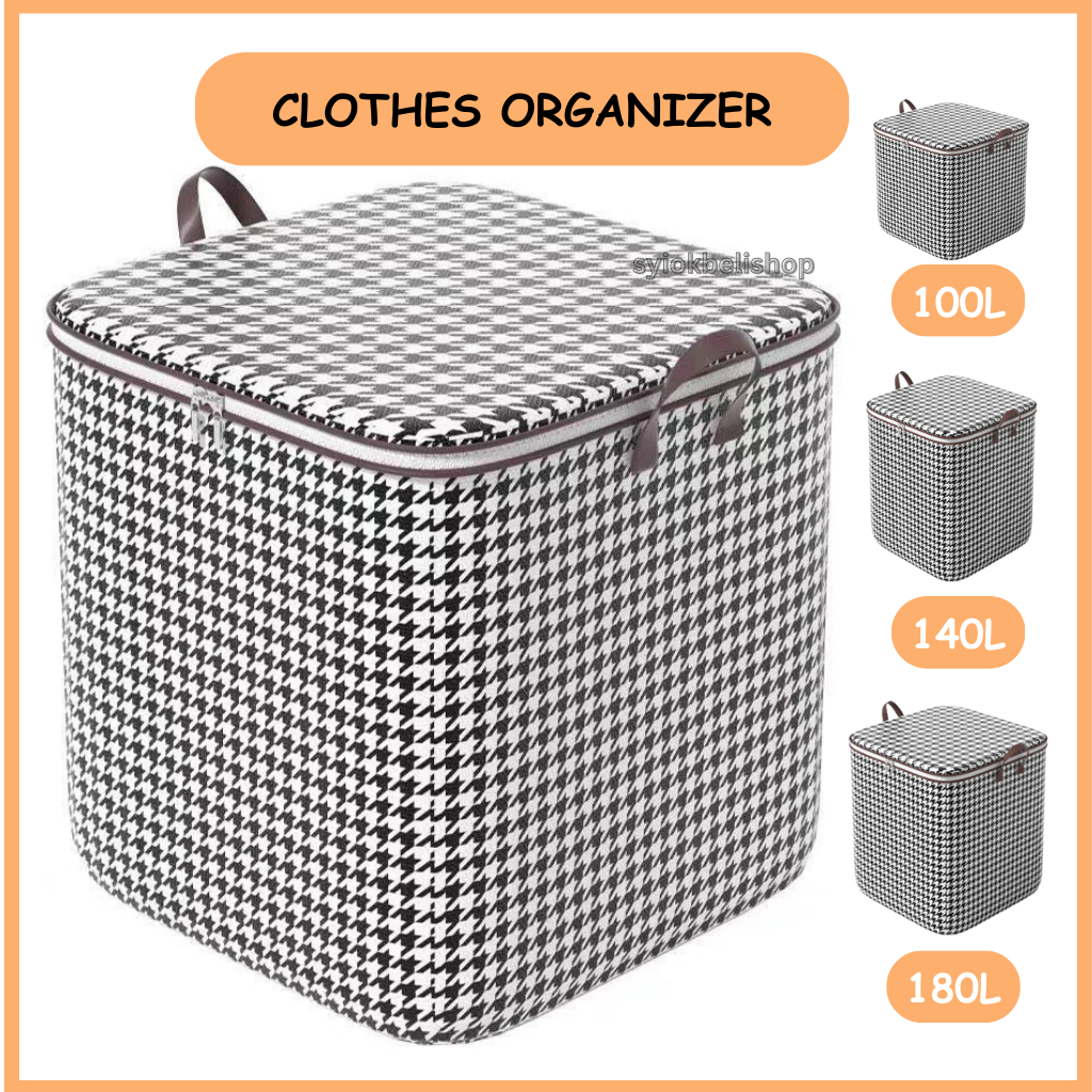 100/140/180L Clothes Storage Bag Clothes Organizer with Zipper Waterproof Storage Blanket Bag