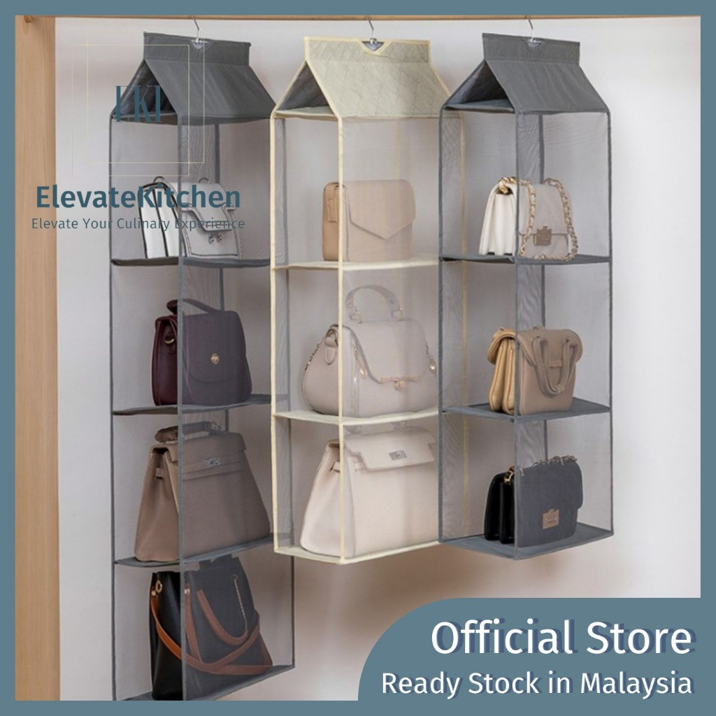 Wardrobe Organizer Hanging Handbag Wardrobe Storage Bag Closet Rack Tote Display Collection Almari Beg Tangan Rak 10081