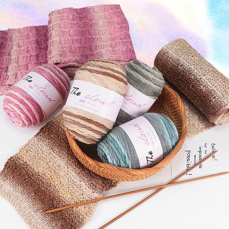 100 G Medium Thickness Fancy Handknitting Scarf Yarn Multi-color Soft Warm Anti-pilling Wool Blend Yarn for Crocheting Cardigan