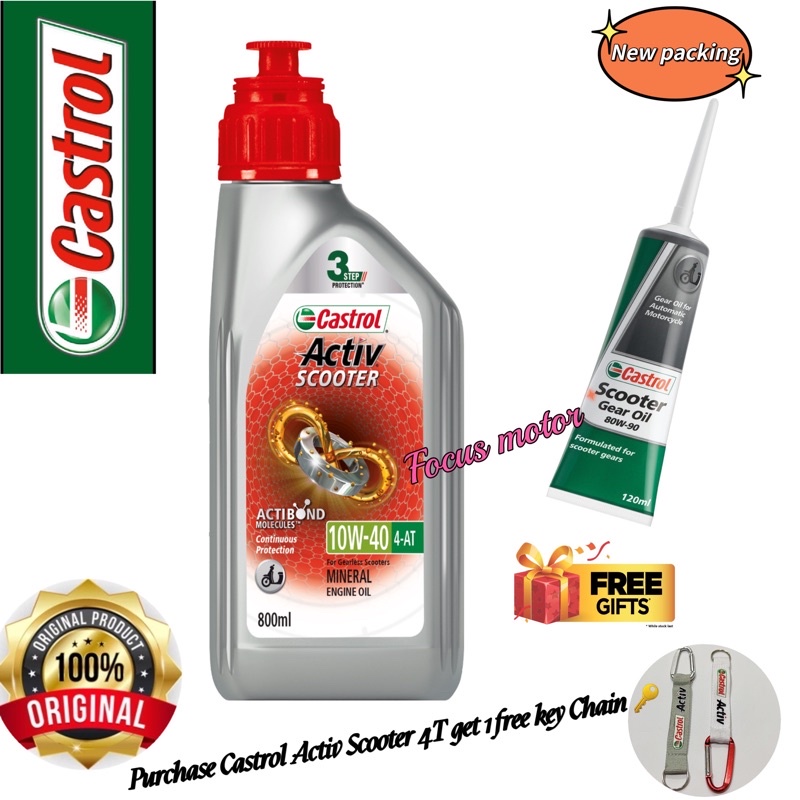 100% Original Castrol Activ Scooter 10W-40 4T, Castrol Power 1 Scooter 10W-40 & 5W-40,Castrol Scooter Gear Oil 120ml