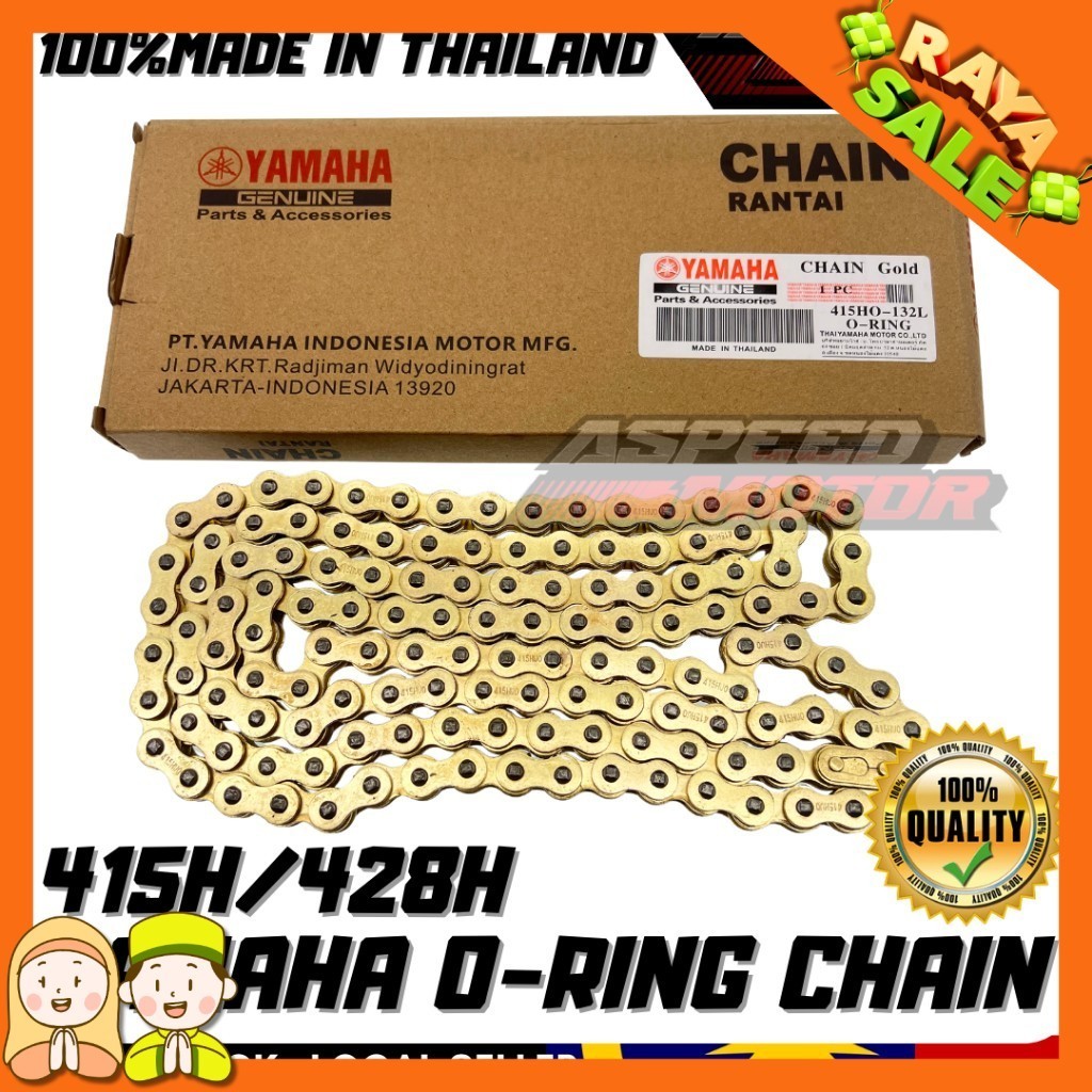 100% ORIGINAL YAMAHA THAILAND RANTAI CHAIN 428H O-RING 415H ORING GOLD RANTAI EMAS 428 415 132L RK SSS Aji RACING DID