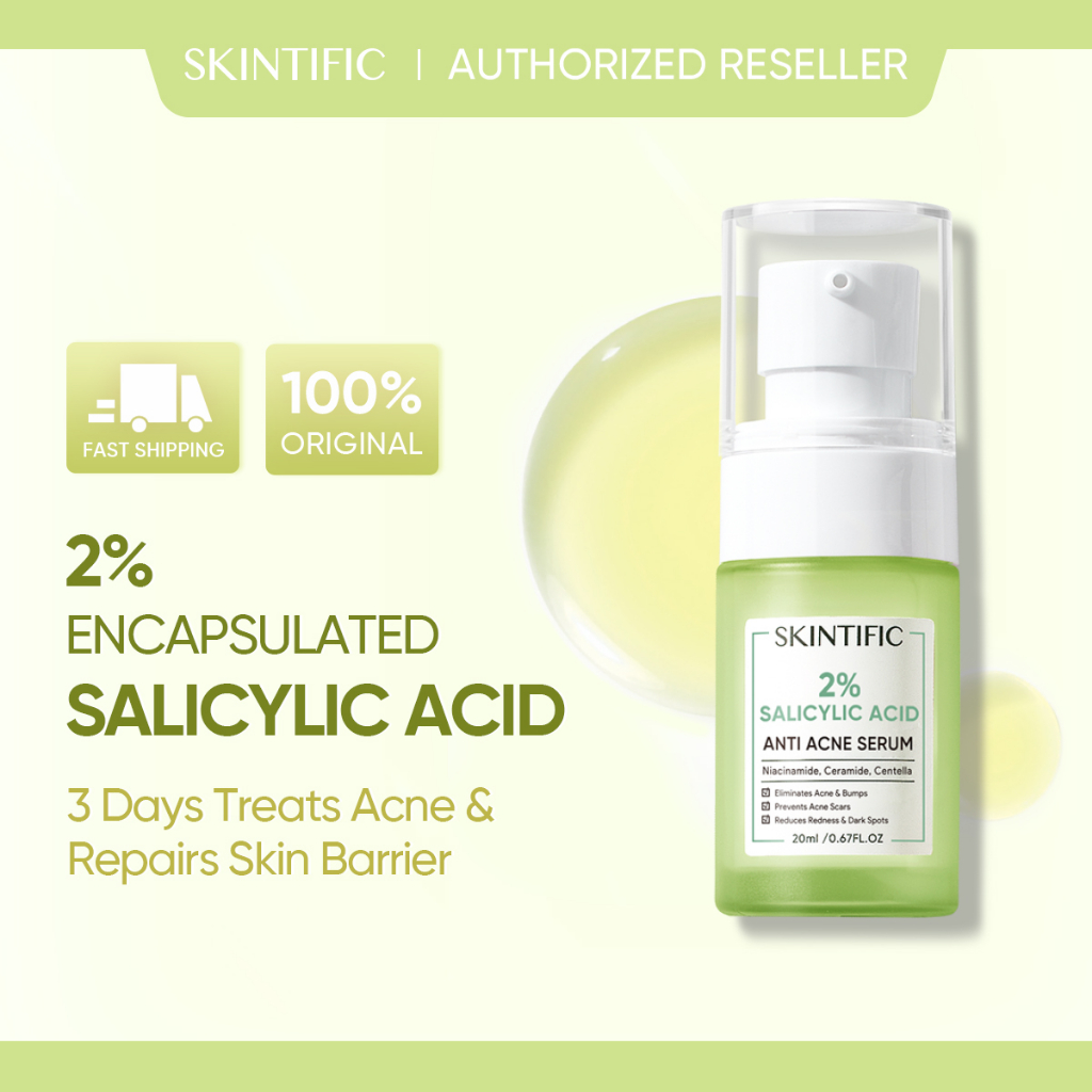 [100% Ori] SKINTIFIC 2% Salicylic Acid Anti Acne Serum Spot Scars Treatment Brightening Face Serum (20ml)