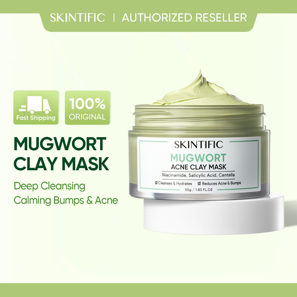 [100% Ori] SKINTIFIC Mugwort Mask Anti Pores & Acne Clay Mask Moisturizing Oil Control Mud Mask Reduce Redness