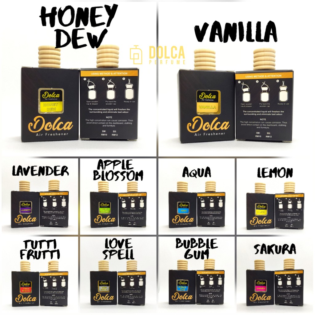 100% Pati Car Perfume Dolca 10ml Pewangi Kereta Air Freshener Berkualiti Murah Minyak Wangi Perfum Fresheners