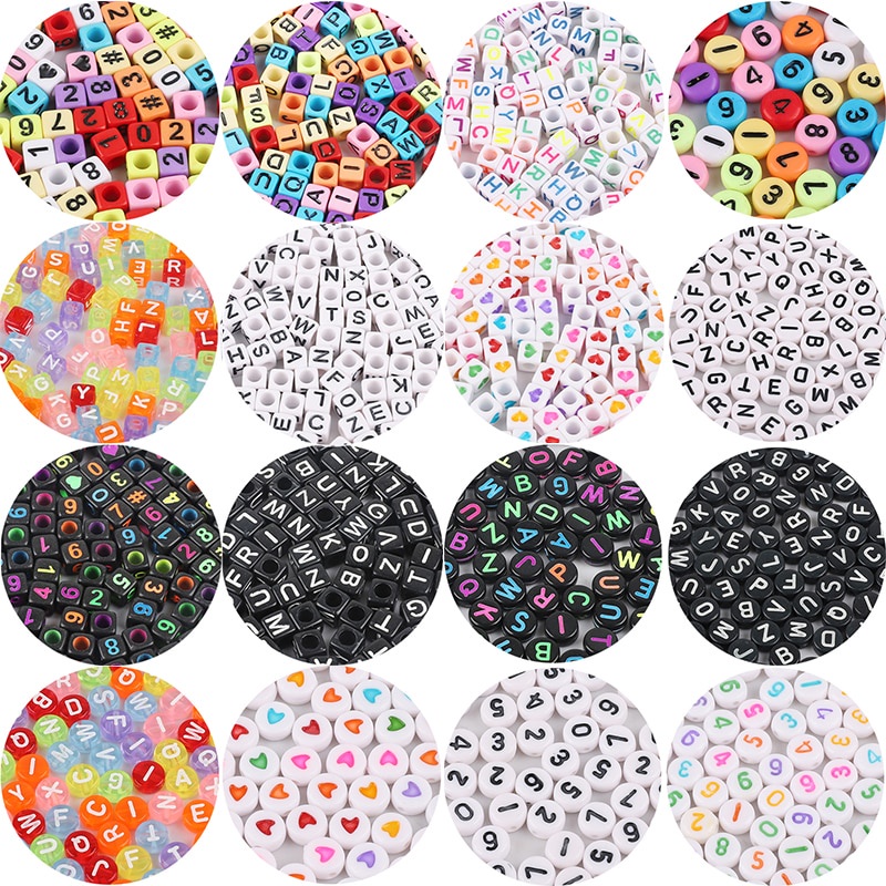 100Pcs Mixed Letter Acrylic Beads Round Flat Loose Spacer Alphabet Beads For Jewelry Making Handmade Diy Bracelet Necklace Accessories