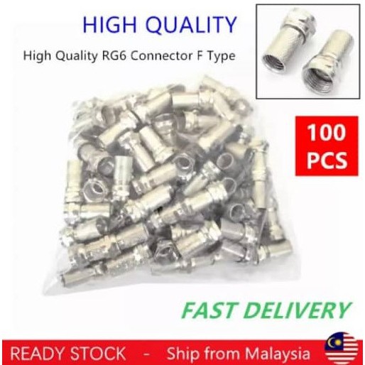 [100pcs] RG6 Connector F-Type RG6 High Quality Socket Type for Astr0 CCTV Satellite Antenna Coaxial Cable F Type