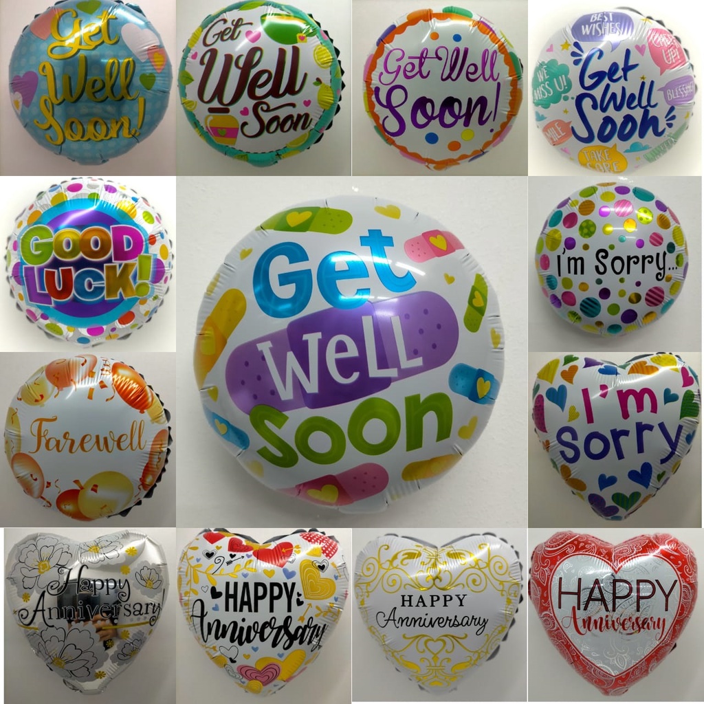 10 Inch Foil Balloon Get Well Soon , Happy Anniversary, Congratulations, Good Luck
