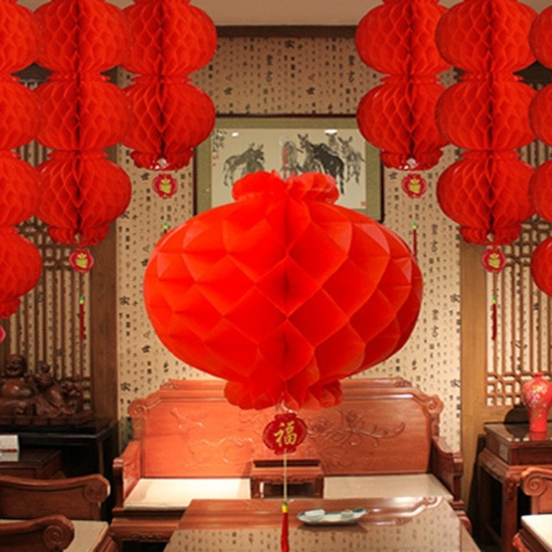 12/15/20/25/30CM Chinese Style Blessing Red Lantern / Festive New Year Room Outdoor Decorations