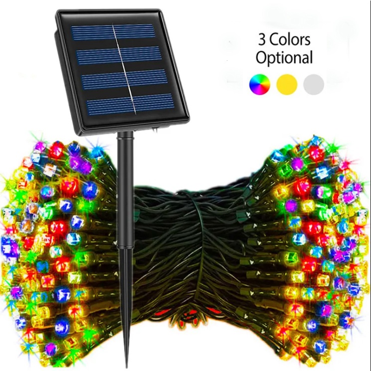 12M 100/20 LED Outdoor Solar Led String Light Garland Festoon Led Lights Waterproof Christmas Wedding Decoration for Patio Wedding Christmas Garden Light