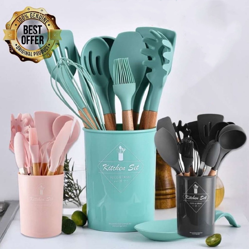 12Pcs Cooking Tools Kitchen Cookware Set Silicone Utensils Cooking Sets Household Kitchen Accessories Sets