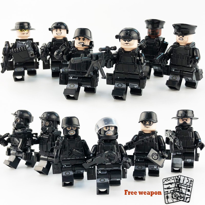 12 PCS SWAT Military Army WW2 Minifigures Toy Building Kit Toys Building Blocks Military Figure Soldier Building Bricks Kids Toy Toys for Boys Girls Compatible All Brands