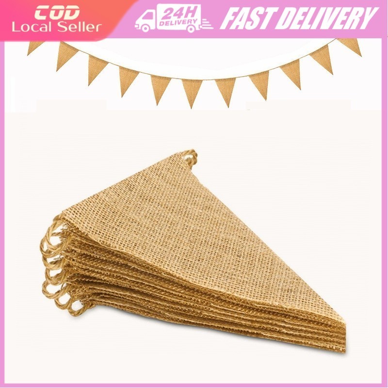 13/15 Flags Vintage Hessian Bunting Banner Celebration Wedding Party Decoration