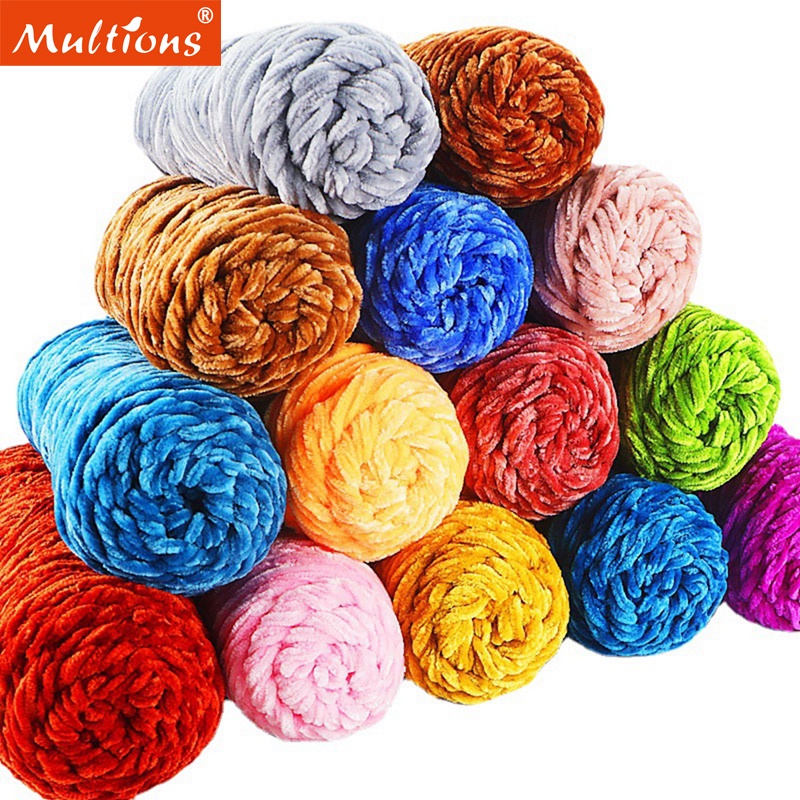 135M Chenille Velvet Yarn Soft Blended Knitting Wool Multiple Colors Crochet Knitting Yarn Handmade DIY Scarf Coat Baby Blanket