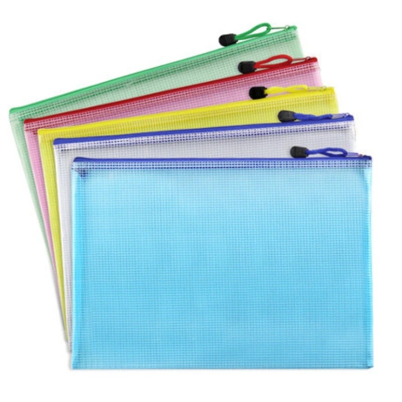 1/3 pcs A4 waterproof plastic zipper paper folder book pencil pencil case file bag office student supplies