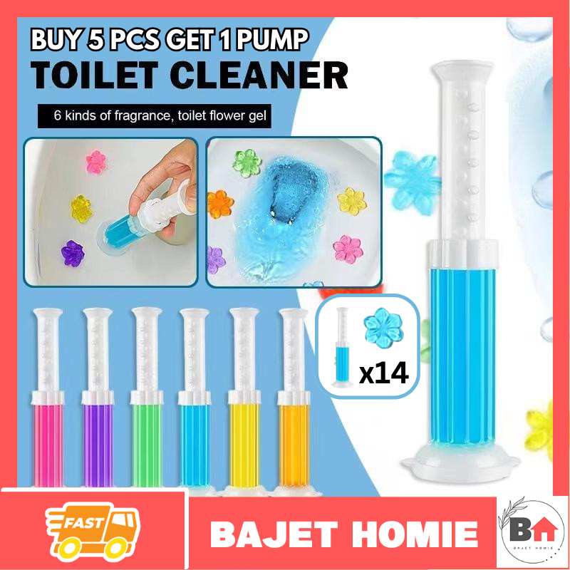 【14 PUMP】Korean Flower Toilet Gel Push Type Scrubble Bubble Cleaner Fragrance Pewangi Tandas 马桶小花 Bajet Homie