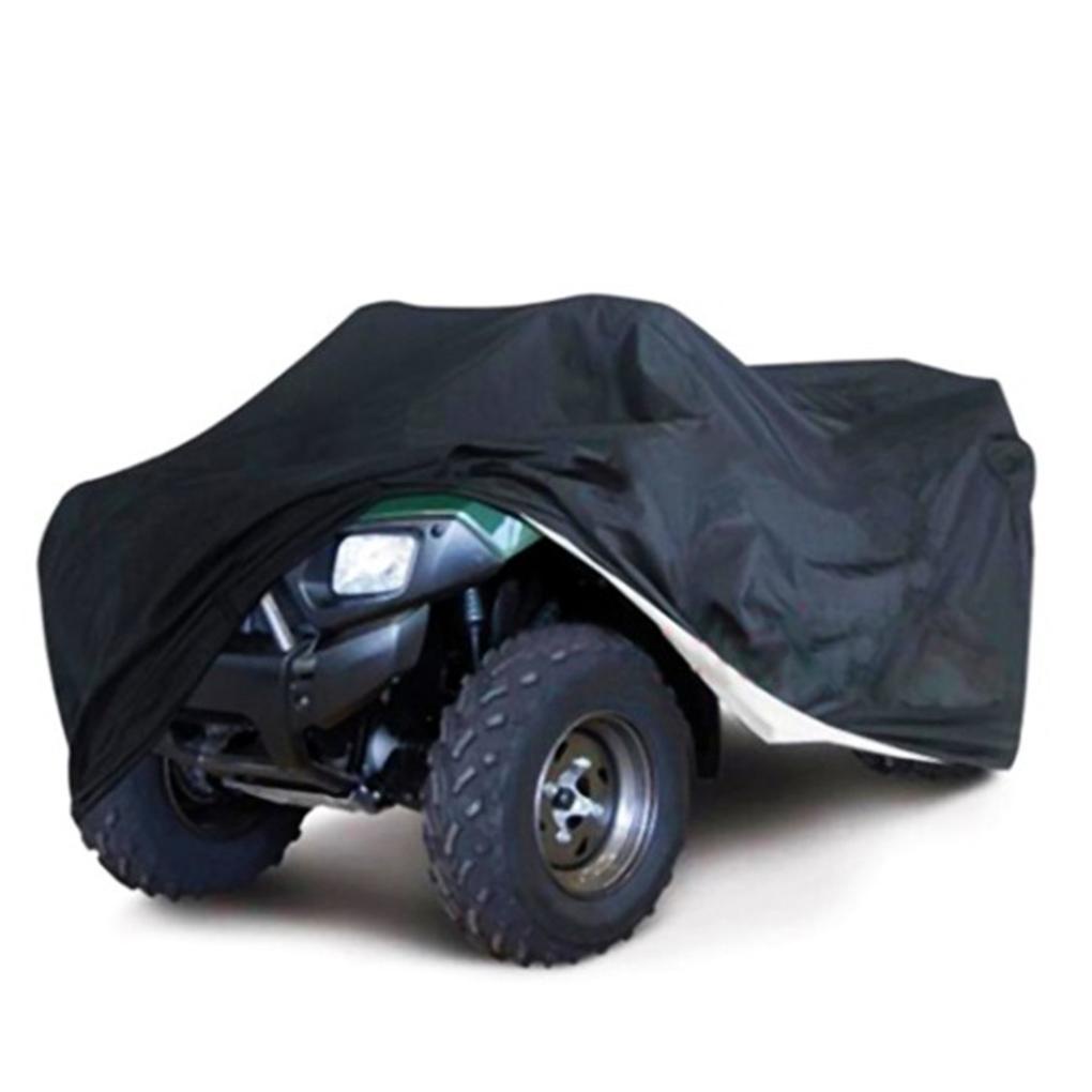 190T ATV Car Covers Vehicle Shelters Protectors Outdoor Black Dust Waterproof Silver Canopy Rain Universal Quad ATV Cover Waterproof Dust Anti-UV Protect Covering For Motorcycle Vehicle Scooter Kart