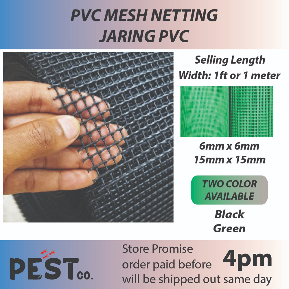 (1 Meter Tinggi) Safety Jaring Pagar Kucing HDPE PVC Gate Guard Mesh Garden Square Net Mesh Black & Green /Jaring Kucing