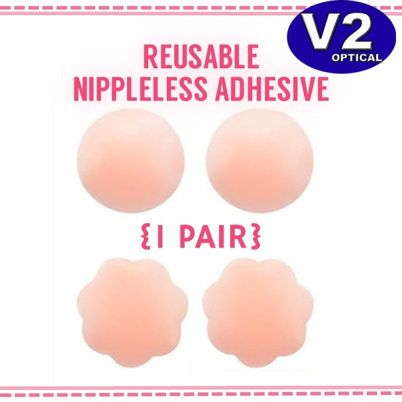 (1Pair)Women Reusable Invisible Nippleless Adhesive Silicone Nipple Cover Breast Pad Areola Patch Pasties Dress Swimwear