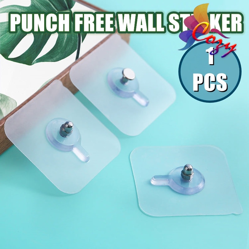 (1 PC) Punch-Free Wall Stickers Adhesive Non-Trace Wall Screw Hook Bathroom Kitchen Living Room Bedroom Utensils Install