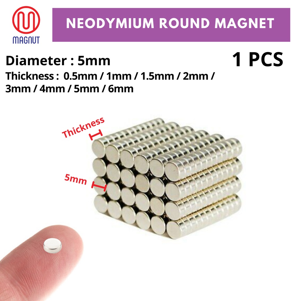 1pcs-5mm * 0.5mm/1mm/1.5mm/2mm/3mm/4mm/5mm/6mm Neodymium Round Magnet