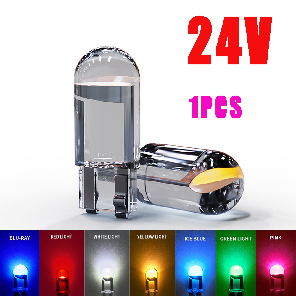 1pcs 24V Car T10 W5W LED Light 194 168 COB SMD Auto Wedge License Plate Lamp Dome Makeup Mirror Bulb 6000K Orange Ice Blue 12V Diode