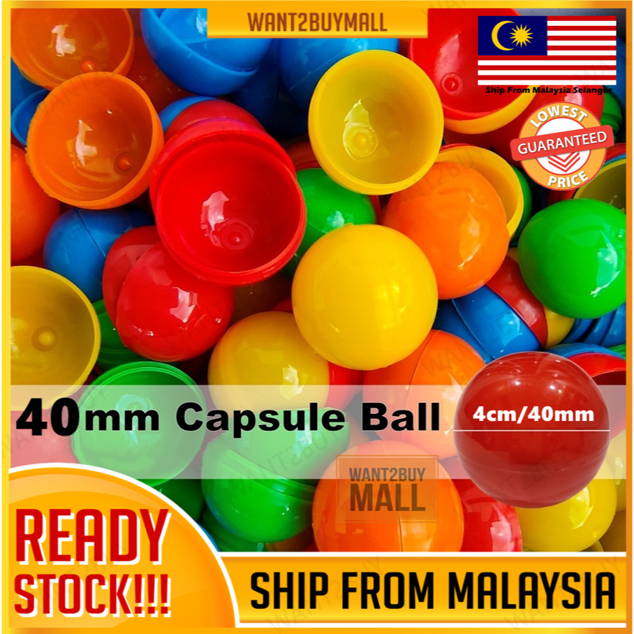 1pcs 4cm 40mm Solid Color Empty Plastic Capsule Ball For Game Lucky Draw Prize Drawing Eggshell Plastik Bola Event