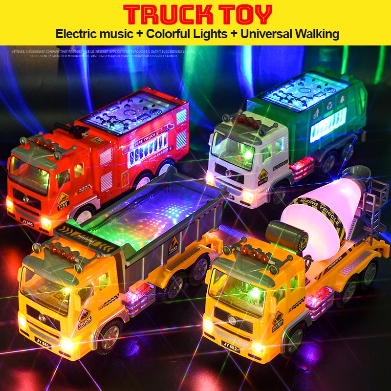 1pcs Electric Excavator Toy Tanker Truck Light Up and Music Mixer Truck Engineering Vehicle Universal Car Truck Toys