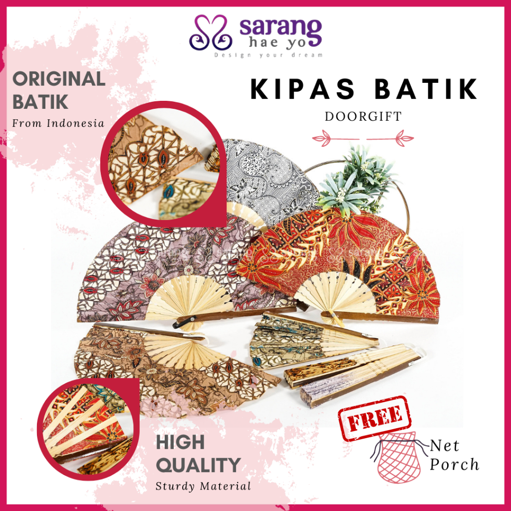 1 Pcs Kipas Batik Door Gift from Batik Indonesia FREE Uncang GSV-600DC