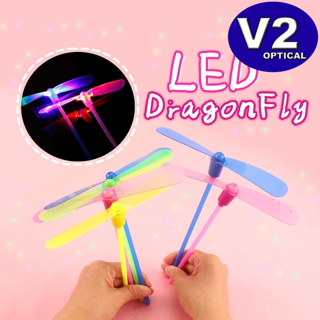 (1 PCS) LED Bamboo Dragonfly Creative Toys Flying Spinning Toys Hand Rub Classic Toy For Kids Flash Light Flying Stick