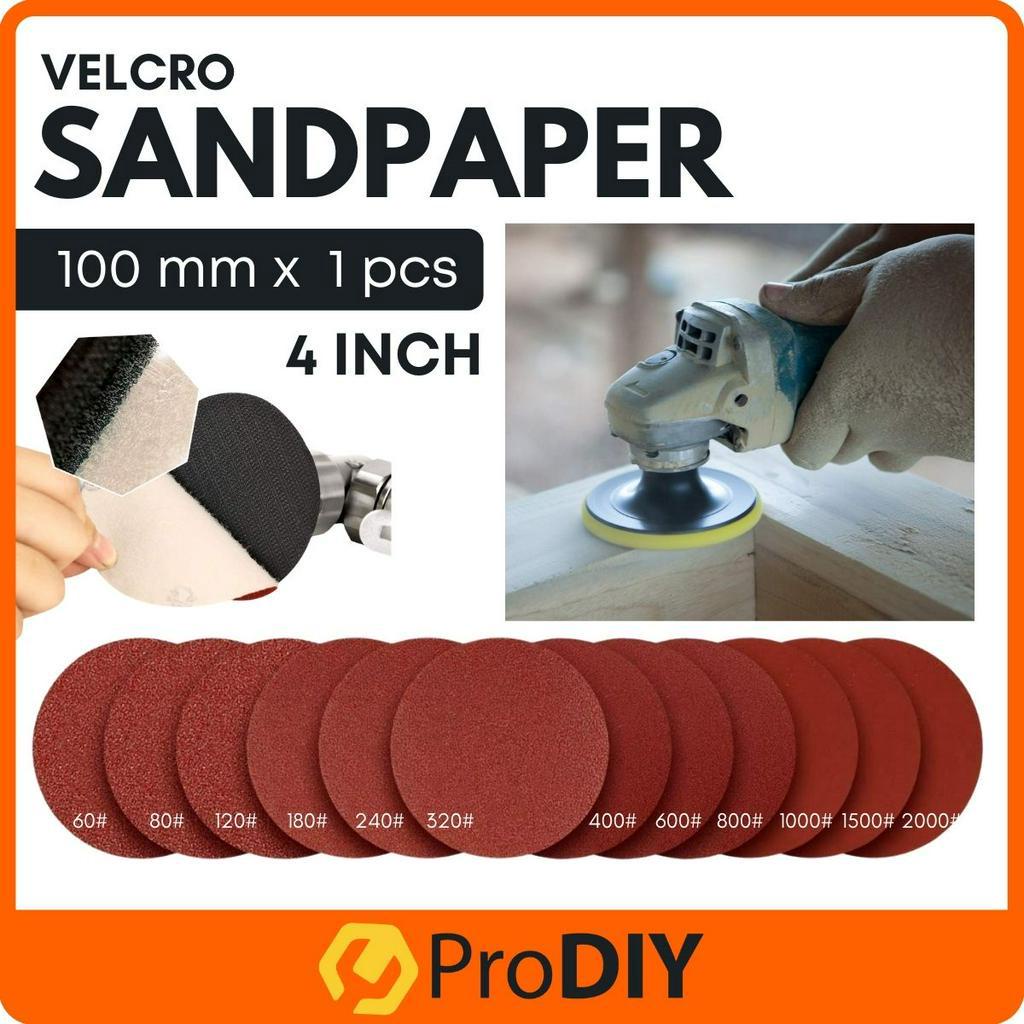 1pcs Round Sand Paper 4" Flocking Velcro Self Adhesive 100mm Woodworking Various Grid