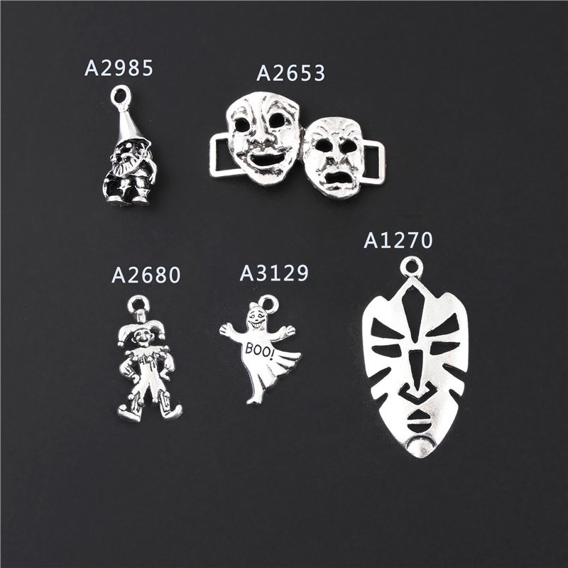 1pc Tibetan Silver Clown Joker Jester Comedy And Tragedy Charms Mask Pendants For Jewelry Making DIY Handmade Craft