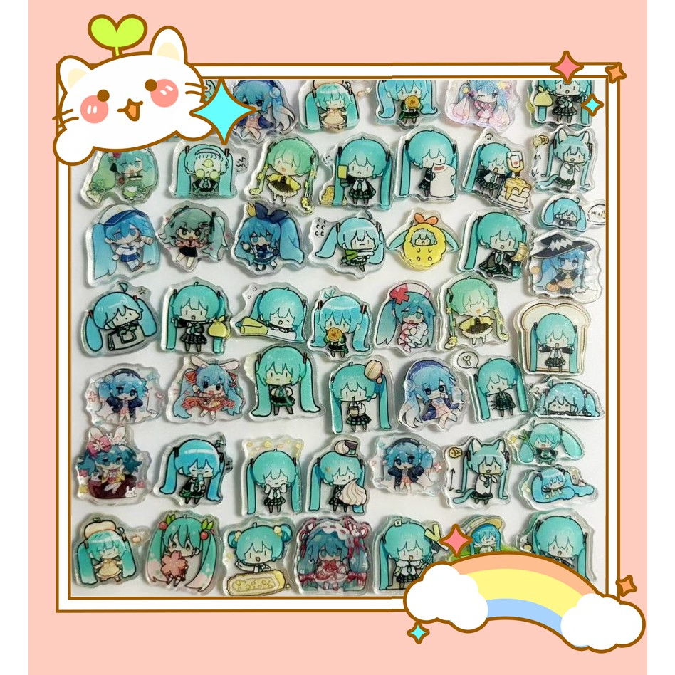 1 Pieces Hatsune Miku 2cm Merchandise Acrylic Piece Keychain Hair Rope Refrigerator Sticker Shaking Music Accessories DIY New Style Accessories Hatsune Miku Kagamine Rin