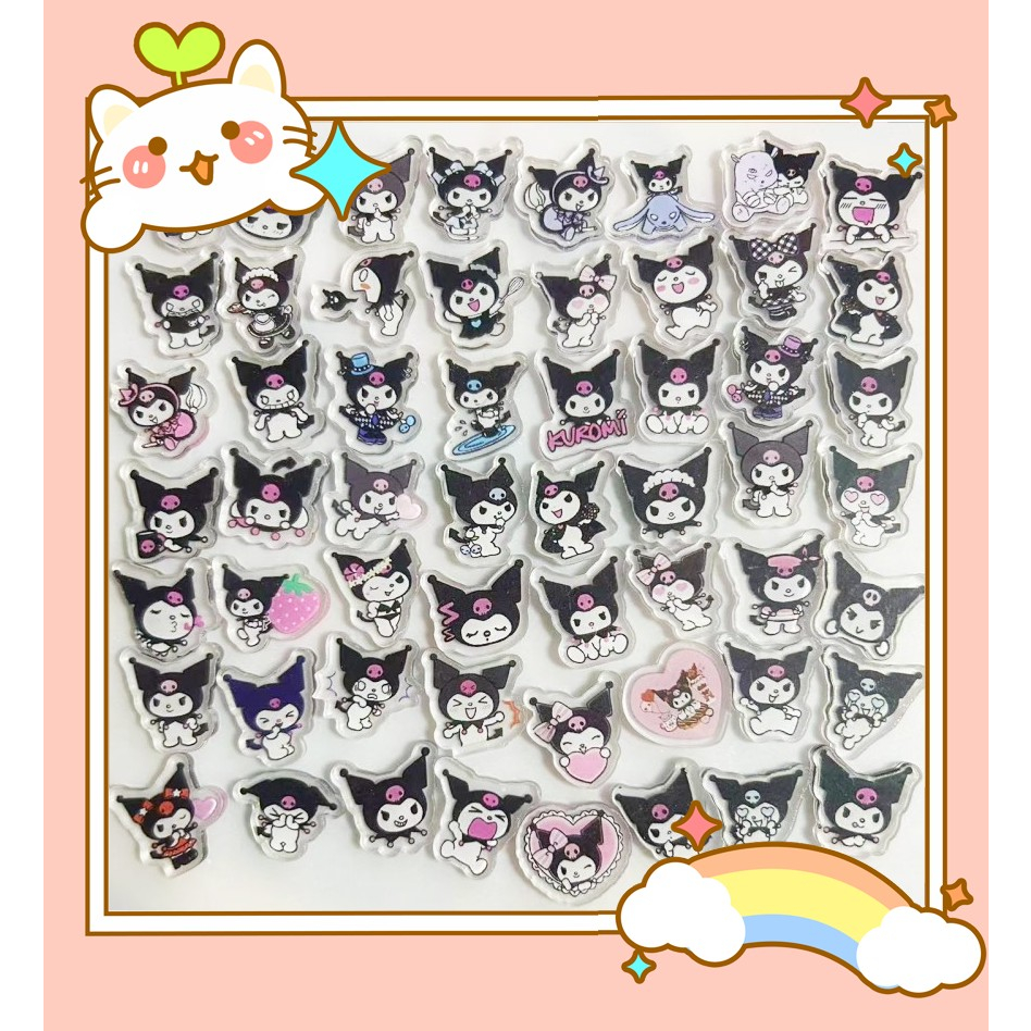 1 Pieces Kuromi Kuromi 2cm Merchandise Acrylic Piece Keychain Hair Rope Refrigerator Sticker Shaking Music Accessories DIY Accessories New Patch