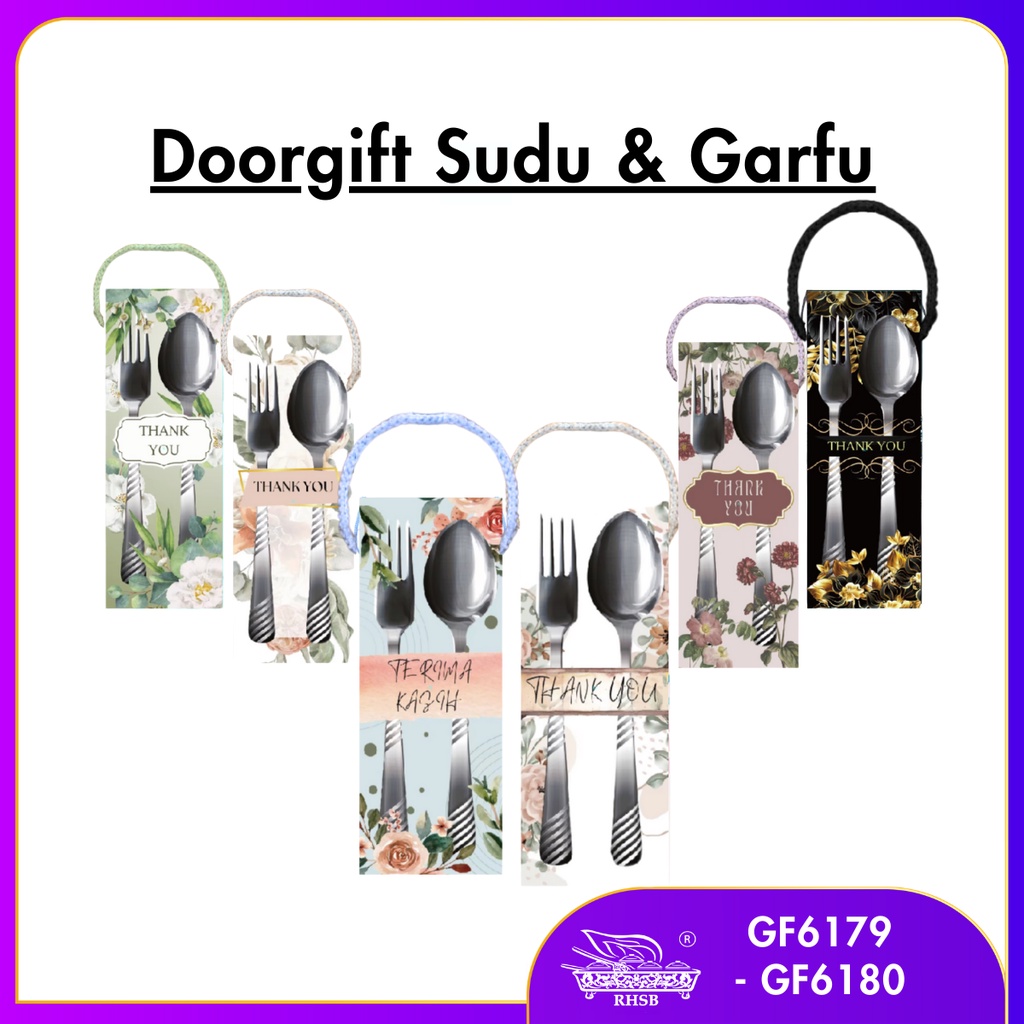 1SET PROMOSI DOORGIFT SUDU GARFU / STAINLESS STEEL CUTLERY / DOORGIFT SPOON AND FORK / SUDU DAN GARFU