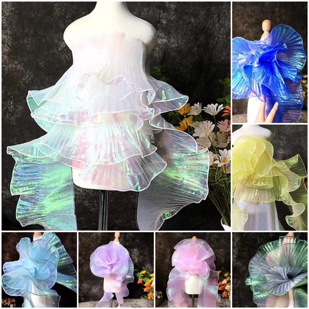 1Y Transparent Gradient Lace Trimming White Organza DIY Decor Cuffs Neckline Gown Wedding Dress Accessories