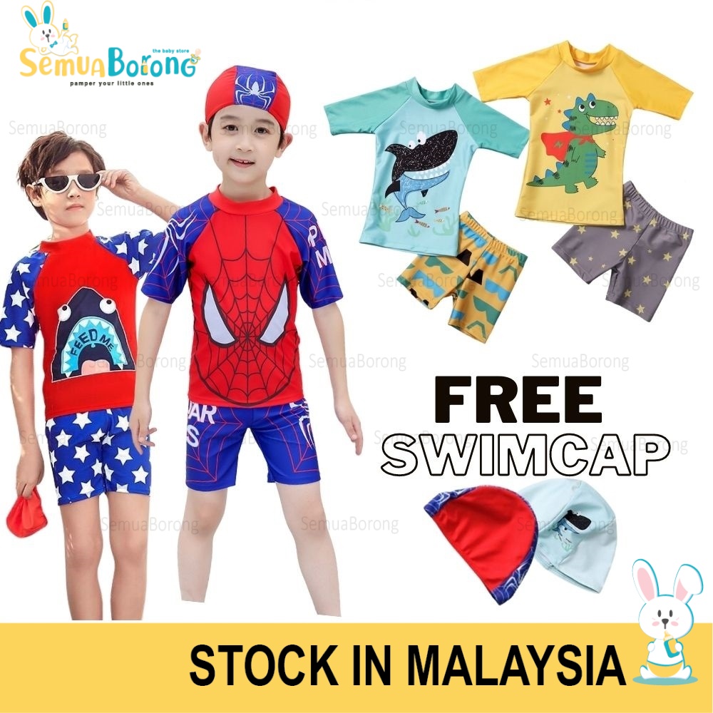 (2-10yrs) Kids Boy Swimming Suit Swimwear Baby Turbot Swimwear Blue Pakaian Renang Budak Lelaki Baju Renang Pantai 0481