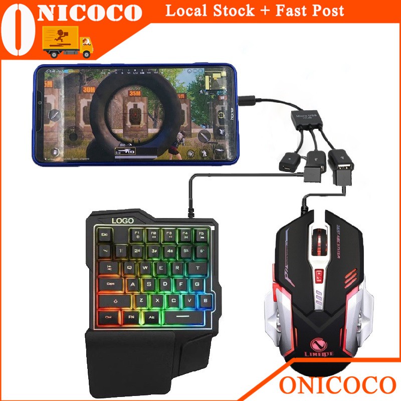 2021 Gaming Converter/Wired Gaming Keypad Ergonomic One-handed Keyboard With LED Backlit Membrane Android Type-C PUBG