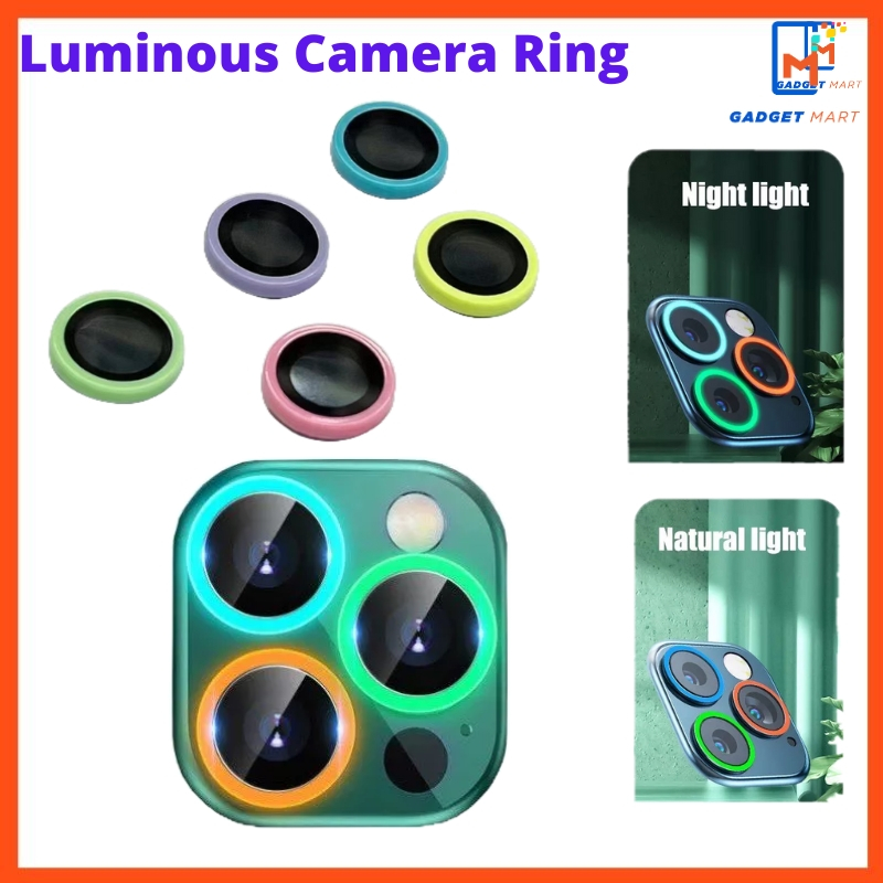 【2023 New】For iPhone 15 14 13 12 11 Pro Max Plus Mini Luminous Lens Metal Ring Glass Full Cover Camera Lens Protectors