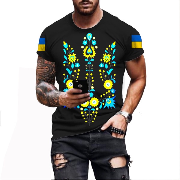 2023 New Ukraina Ukraine Short Sleeve Ukrainian T-Shirt Tshirt Tee Souvenir Colorful Tee Shirt