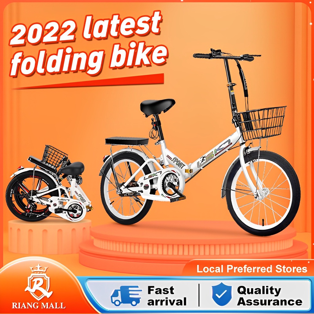 20 Inch Folding Bike Foldable Bicycle Cycling Mountain Bike Off-road City Original SHIMANO Dual Disc Brake Foldable Bike Double Disc Brake For Children's Shock Absorber Bike