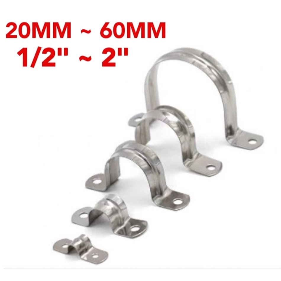 20MM/25MM/32MM/40MM/50MM/60MM 304 S/STEEL U SADDLE SUS 304 Stainless Steel U Shaped Saddle Clamp Clip Tube Pipe Strap