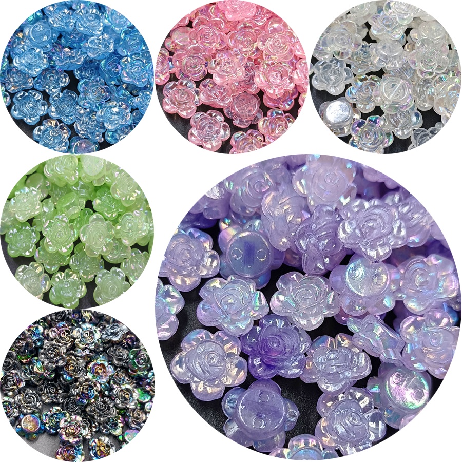 20Pcs 12mm Flower Loose Spacer Beads With Hole AB Color DIY For Jewelry Making Handcrafted for Crafted Bracelet Necklaces Accessories