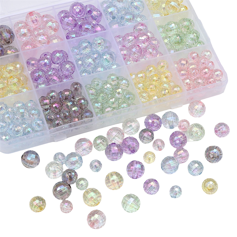 20pcs Acrylic Phantom 96 Faced Earth Beads Crystal Sparkling Beads For Handcrafted DIY Jewelry Accessories Keychain