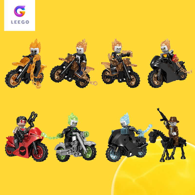 24 hours to deliver goodsLego Minifigures Leego Ghost biker Toy Knight Night Mal Knight With Construction Brand For Motorcycles