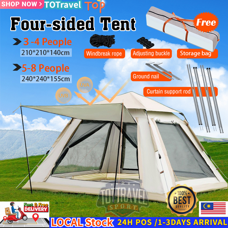 2.4m*2.4m 5-8 person Automatic Tent Outdoor Foldable Camping Tents UV Resist Camp Auto Khemah Camping Tidur 防雨防晒帳篷