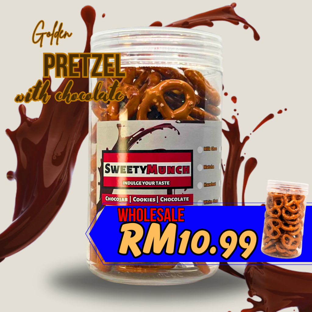 [250g] GOLDEN MINI PRETZEL / STICKS PRETZEL with Premium Chocolate / Pretzel Banjir / Pretzel Celup Cookies Food Snacks