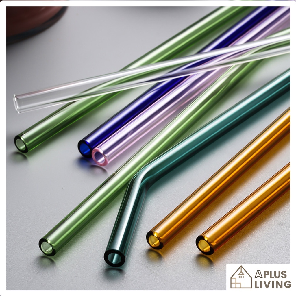 25cm Long Glass Straw Eco Friendly Straight & Bent High Borosilicate Straw Reusable Drinking Straw Colorful Straw玻璃吸管