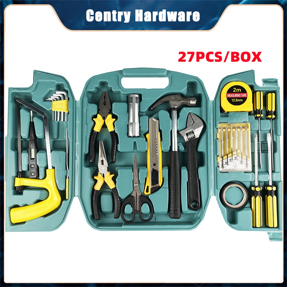 27Pcs Household Tools Set Mixed Ironware Hardware Kit Box For Car Computer Phone Multi-Function Toolbox Screwdriver Bit